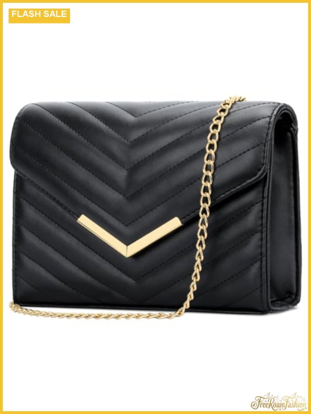 Faux Leather Clutch Evening Bag with Detachable Chain Strap